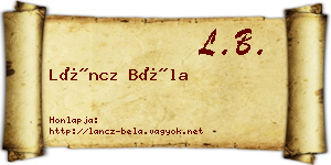 Láncz Béla névjegykártya